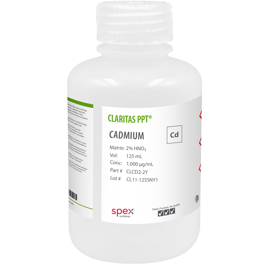 Solución Estándar de Cadmio de 1.000 ug/mL en HNO3 2% para ICP-MS