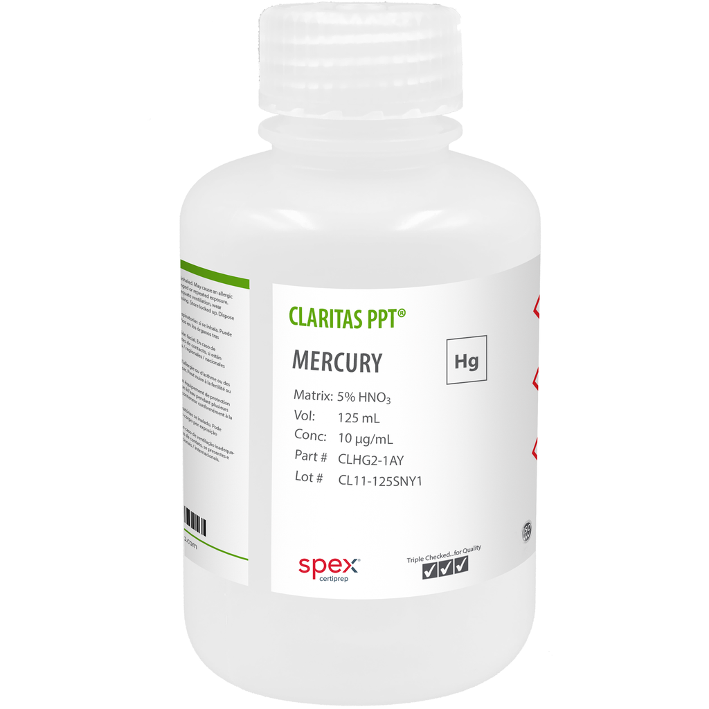 Solución Estándar de Mercurio de 10 ug/mL en HNO3 5% para ICP-MS